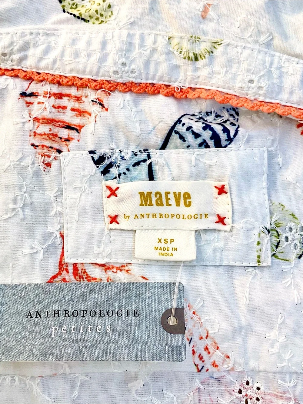 Anthro β Maeve Puff Sleeve Cotton Eyelet Wrap Crop Top White Seashell XS Petite - Picture 12 of 16
